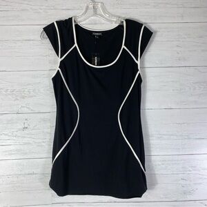 Express black top contrasting white piping size M